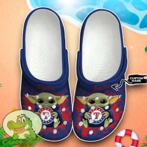 Texas Rangers Baby Yoda Crocs Custom Name Edition Classic Clogs Shoes