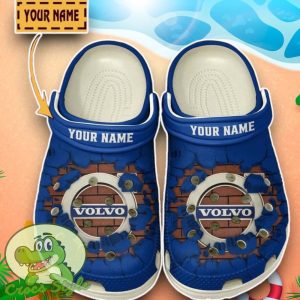 Volvo Logo Broken Wall Blue Crocs Custom Name Edition Classic Clogs Shoes