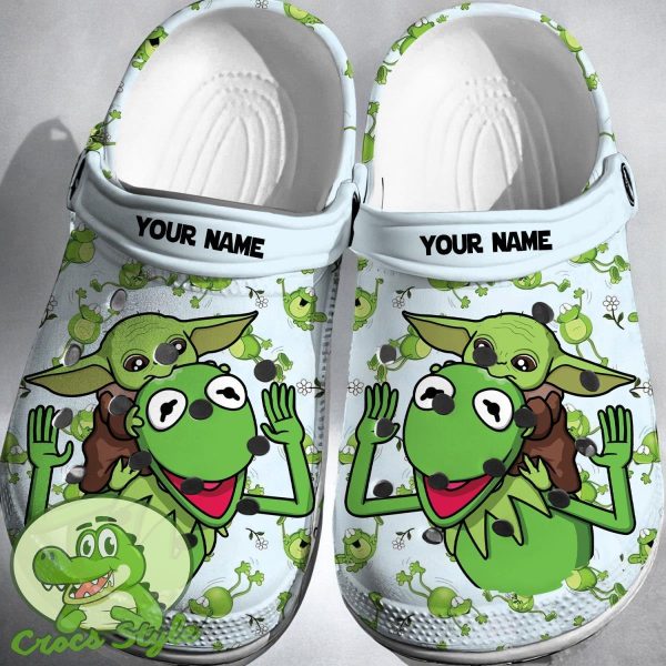 Custom Name Baby Yoda Kermit Crocs 3D Clog Shoes