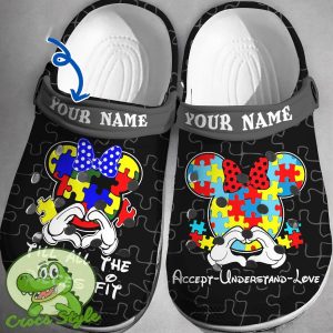 Custom Name Minnie Autism Crocs 3D Clog Shoes