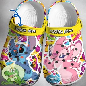 Custom Name Stitch Angel Crocs 3D Clog Shoes