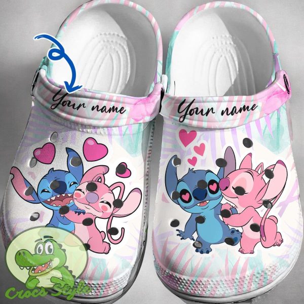 Custom Name Stitch Angel Crocs 3D Clog Shoes M8152 1sh