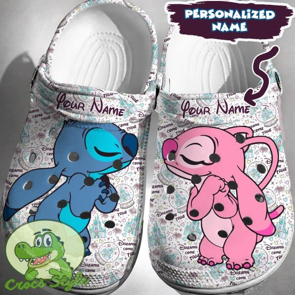 Custom Name Stitch Angel Crocs 3D Clog Shoes N1033 1ct