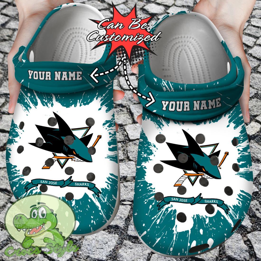 Hockey Custom Name SJ Sharks Team Clog Crocs Shoes 1 Hockey Custom Name SJ Sharks Team Clog Crocs Shoes Product Photo 1