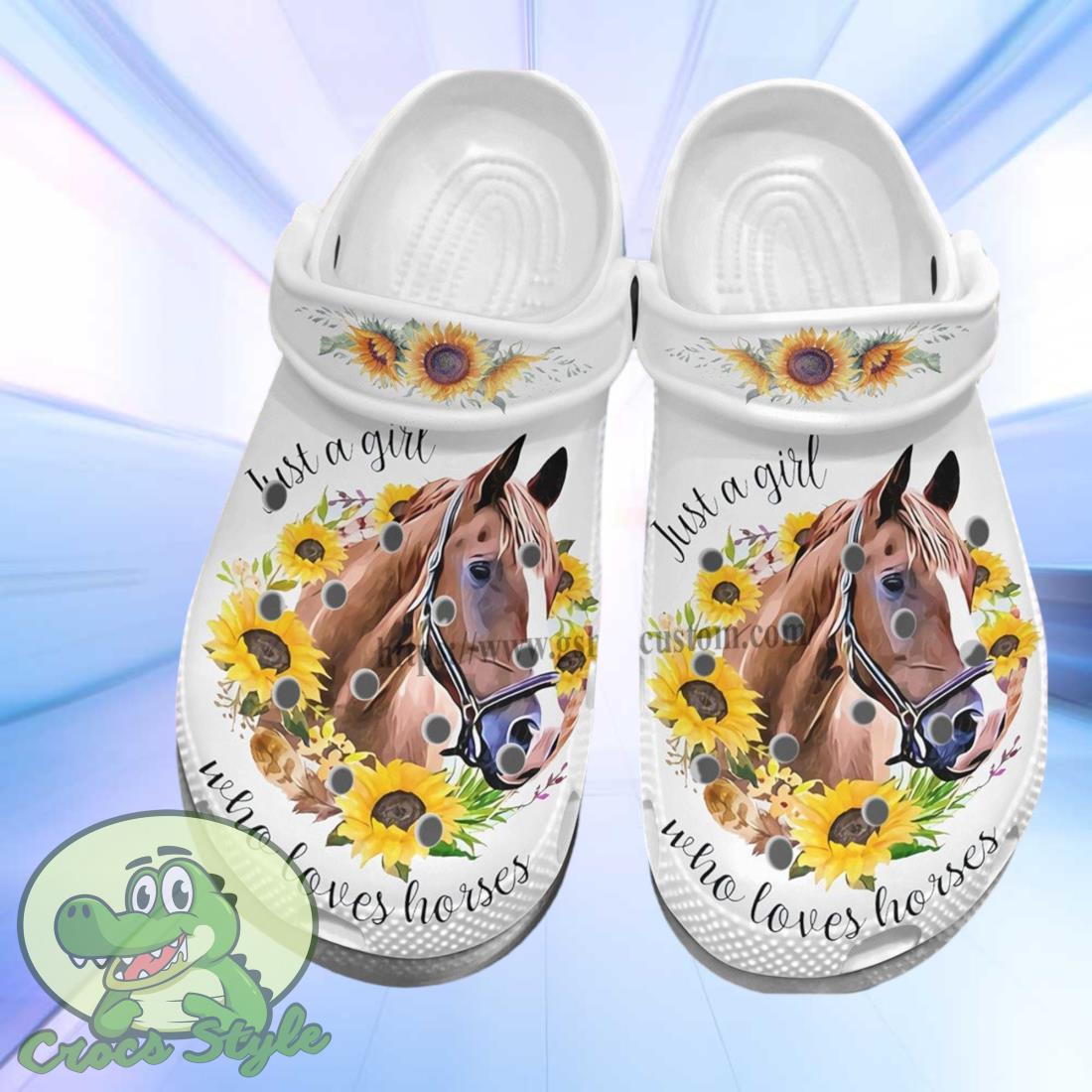 Horses Girl Sunflower Croc Crocs Shoes Gift Women- Girl Love Horses Crocs Shoes Croc Clogs Mother Day 1 Horses Girl Sunflower Croc Crocs Shoes Gift Women- Girl Love Horses Crocs Shoes Croc Clogs Mother Day Product Photo 1