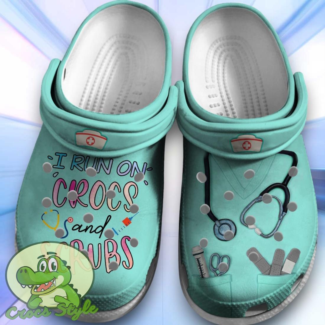 I Run On And Scrubs Custom Crocs Clog Shoes – Nurse Life Outdoor Crocs Clog Shoes Birthday Gift For Men Women Boy Girl 1 I Run On And Scrubs Custom Crocs Clog Shoes – Nurse Life Outdoor Crocs Clog Shoes Birthday Gift For Men Women Boy Girl Product Photo 1