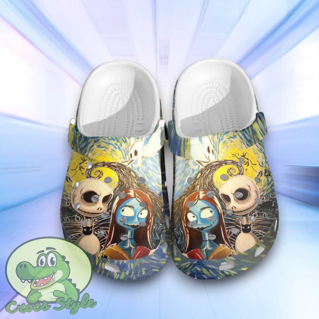 Jack Skellington And Sally The Nightmare Before Christmas Movie Vangogh Painting Crocband Clogs 1 Jack Skellington And Sally The Nightmare Before Christmas Movie Vangogh Painting Crocband Clogs Product Photo 1